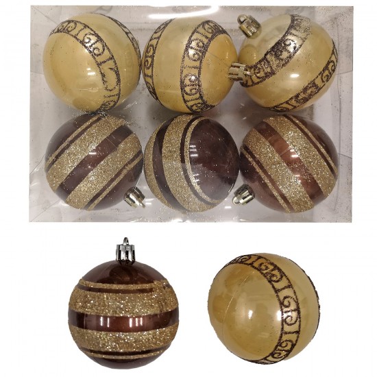 ΜΠΑΛΕΣ ΝΤΕΚΟΡ ΜΠΡΟΝΖΕ-ΧΡΥΣΟ  ΠΑΚ=6ΤΕΜ φ6cm Xmasfest 1132845