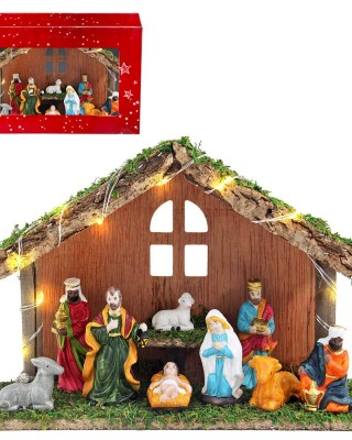 Φάτνη Ξύλινη με Παράθυρο και led 30x20x10cm Xmasfest 1133464