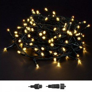 100 Λαμπάκια LED Λευκό Θερμό σε Σειρά με Επέκταση & Προγράμματα IP44 5m (δεν Περιέχεται ο Μετασχηματιστής) Xmasfest 1133498
