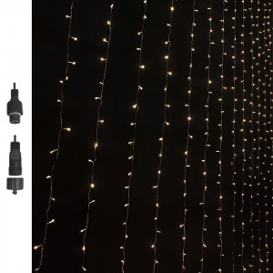100 Λαμπάκια LED Λευκό Θερμό Κουρτίνα με Επέκταση & Προγράμματα IP44 90x80cm (δεν Περιέχεται ο Μετασχηματιστής) Xmasfest 1133499
