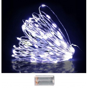100 Λαμπάκια LED Copper Μπαταρίας Λευκό Ψυχρό σε Σειρά Σταθερά IP20 10,3m Xmasfest 1133506