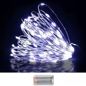 100 Λαμπάκια LED Copper Μπαταρίας Λευκό Ψυχρό σε Σειρά Σταθερά IP20 10,3m Xmasfest 1133506