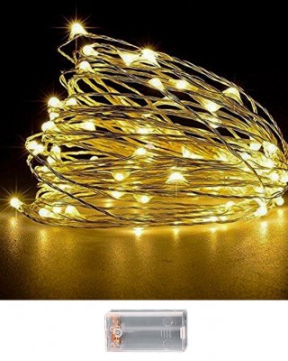 100 Λαμπάκια LED Copper Μπαταρίας Λευκό Θερμό σε Σειρά με Controller IP20 10,3m Xmasfest 1133507