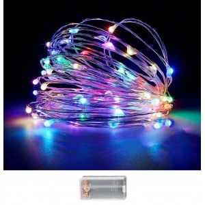 100 Λαμπάκια LED Copper Μπαταρίας Πολύχρωμα σε Σειρά με Controller IP20 10,3m Xmasfest 1133508