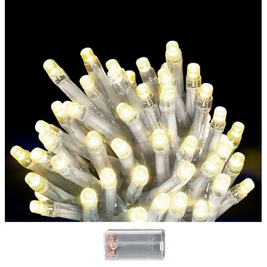 50 λαμπάκια led μπαταρίας λευκό θερμό σε σειρά με controller ip20 5,2m Xmasfest 1133510