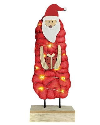 Άγιος Ξύλινος με Μάλλινο και 10led 29x10x4,5cm Xmasfest 1133539