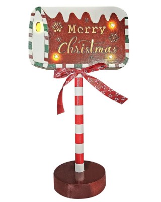 Πινακίδα Ξύλινη Merry Christmas με 6 LED 23x11x7cm Xmasfest 1133541