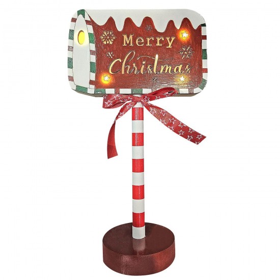 Πινακίδα ξύλινη merry christmas με 2led 28,5x16x8cm Xmasfest 1133541