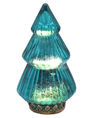 Φανάρι led Γυάλινο Δέντρο Αντικέ Τυρκουάζ 22x12,5cm Xmasfest 1133545