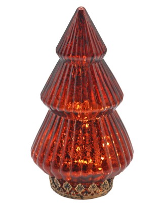 Φανάρι led Γυάλινο Δέντρο Αντικέ Κόκκινο 22x12,5cm Xmasfest 1133546