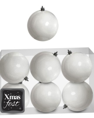 Μπάλες Λευκές πακ=6τεμ φ10 ø10cm Xmasfest 1133549
