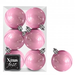 Μπάλες Περλέ ροζ πακ=6τεμ φ10 ø10cm Xmasfest 1133555