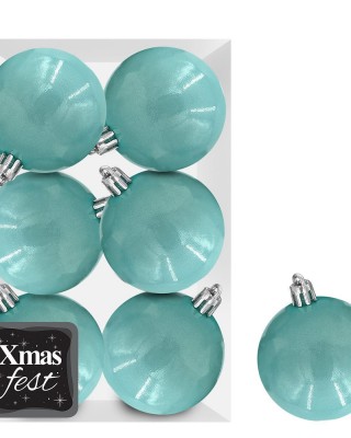 Μπάλες Περλέ Θαλασσί πακ=6τεμ φ8 ø8cm Xmasfest 1133558