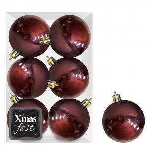 Μπάλες Γυαλιστερές Μπορντώ πακ=6τεμ φ10 ø10cm Xmasfest 1133563