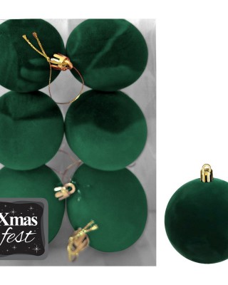 Μπάλες Βελούδινες Κυπαρίσσι πακ=6τεμ φ8 ø8cm Xmasfest 1133575