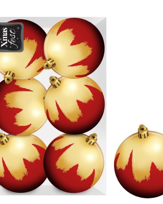 Μπάλες Κόκκινες με Χρυσή Βαφή πακ=6τεμ φ8 ø8cm Xmasfest 1133594