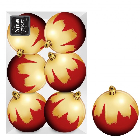 TG-93-3574 - Μπάλες κόκκινες με χρυσή βαφή πακ=6τεμ φ8 Φ8cm Xmasfest 1133594 Μπάλες κόκκινες με χρυσή βαφή πακ=6τεμ φ8 Φ8cm Xmasfest 1133594