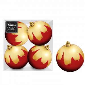 Μπάλες Κόκκινες με Χρυσή Βαφή πακ=4τεμ φ10 ø10cm Xmasfest 1133595