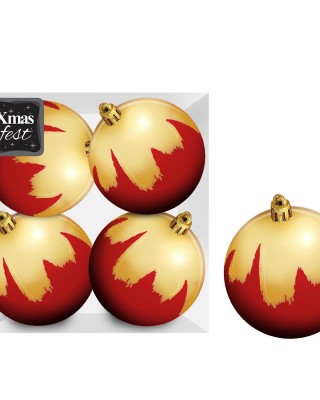 Μπάλες Κόκκινες με Χρυσή Βαφή πακ=4τεμ φ10 ø10cm Xmasfest 1133595