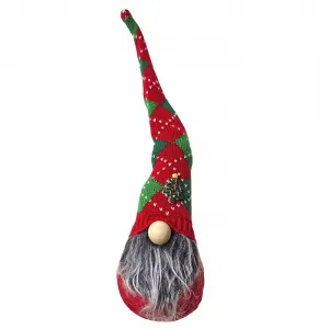 Άγιος gnome πράσινο-κόκκινο σκούφο 38cm Xmasfest 1133671-O