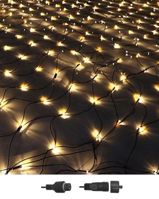 100 Λαμπάκια LED Λευκό Θερμό Δίχτυ με Επέκταση & Προγράμματα Ip44 0.9x0.8m (δεν Περιέχεται ο Μετασχηματιστής) 90x80cm Xmasfest 1133879