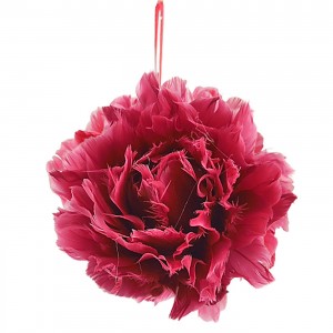 Μπάλα Χριστουγέννων με Φτερά & Πούπουλα Κόκκινη ø10cm 1tmx