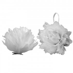 Μπάλα Χριστουγέννων με Φτερά & Πούπουλα Λευκή ø10cm 1tmx